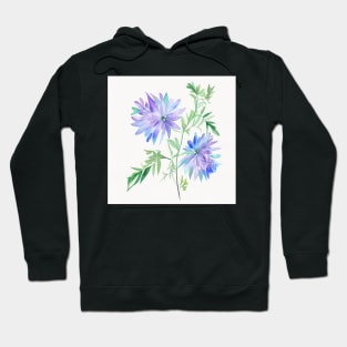 Blue Watercolor Flower Hoodie